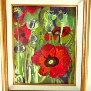 Original Oil Painting Poppies Signed